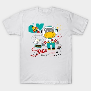 hippo outer space cartoon T-Shirt